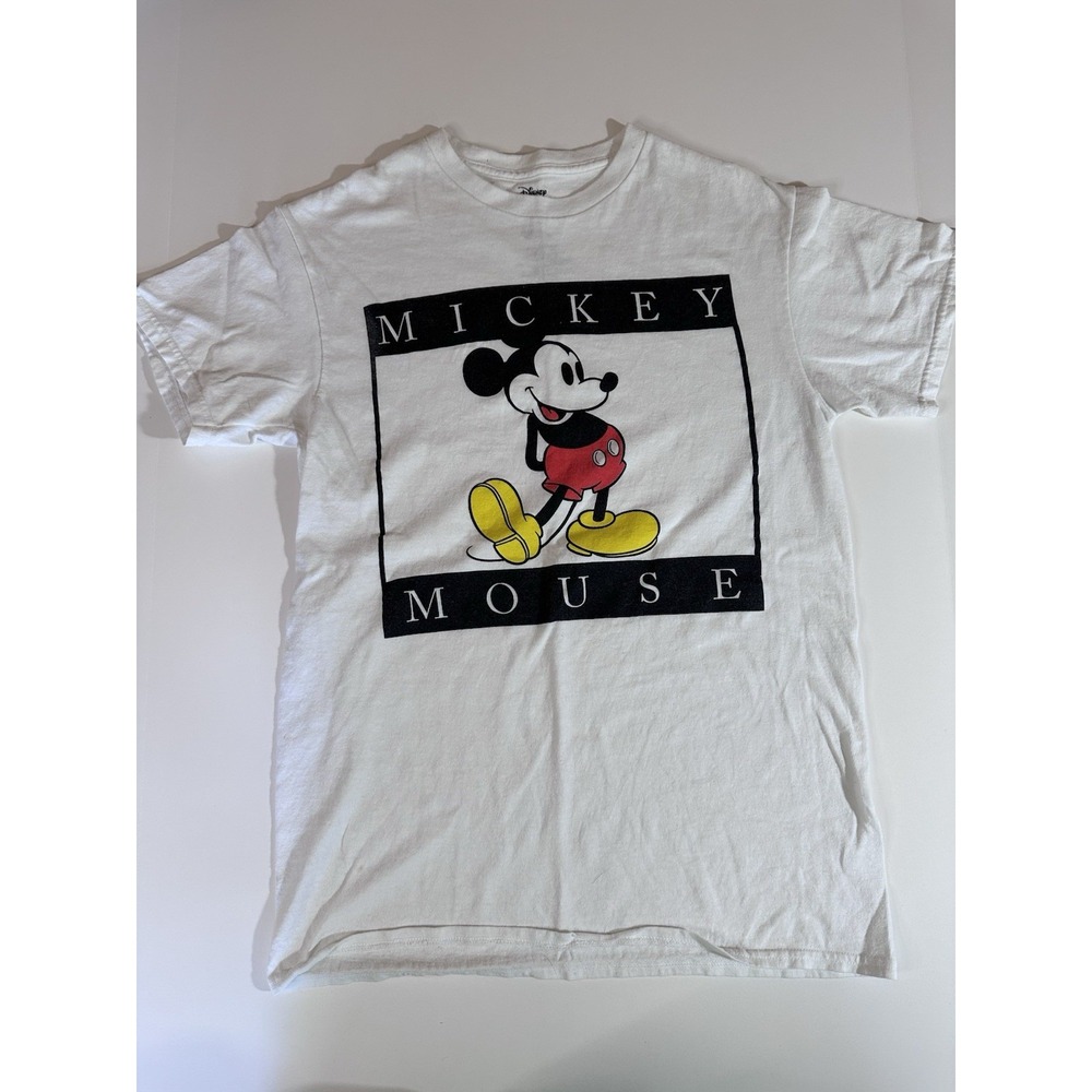 Disney Mickey Mouse‎ Shirt Small White Crew Neck Graphic Print